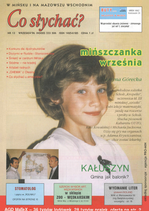 Okładka gazety Co słychać? - nr 9 (13) 1996